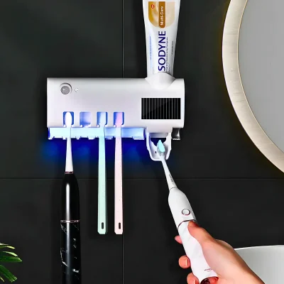 Suporte Dispense UV – Higiene Total para Escovas e Pasta de Dente