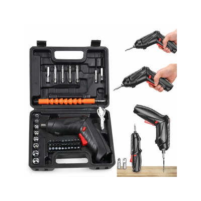 Parafusadeira Elétrica Recarregável Articulável Maleta Kit 4