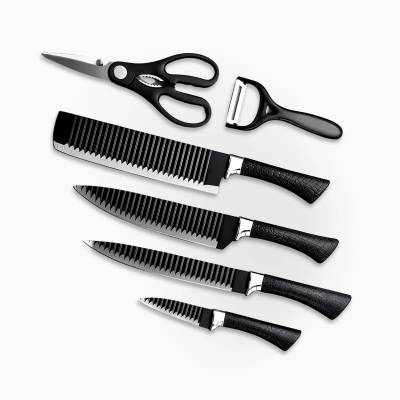 Kit Facas De Cozinha Churrasco 6 Pecas Antiaderente Inox